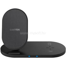 CANYON WS-202 2in1 Wireless charger, Input 5V/3A, 9V/2.67A, Output 10W/7.5W/5W, Type c cable length 1.2m, PC+ABS,with PU part ,180*86*111.1mm, 0.185Kg,Black CNS-WCS202B small