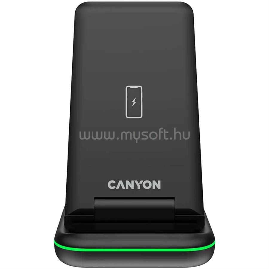 CANYON WS-304 3-in-1 15W univerzális vezeték nélküli töltő adapter fekete (Qi)