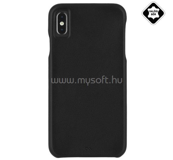 CASE-MATE iPhone XS Max 6.5 CASE-MATE BARELY THERE műanyag telefonvédő ultravékony, valódi bőr hátlap, FEKETE