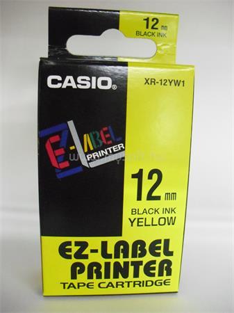 CASIO Feliratozógép szalag, 12 mm x 8 m, sárga-fekete