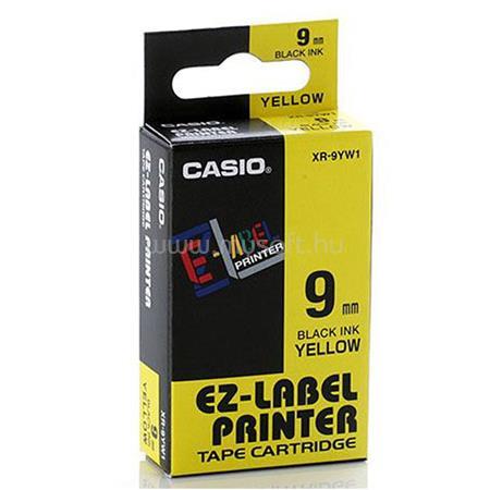 CASIO Feliratozógép szalag, 9 mm x 8 m, sárga-fekete