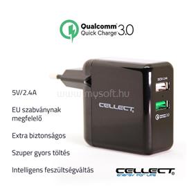 CELLECT MTCB-QC3-2USB 2,4A univerzális 2x USB hálózati gyorstöltő MTCB-QC3-2USB small