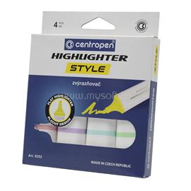 CENTROPEN Szövegkiemelő  készlet 1-4,6mm, vágott hegyű, 6252 pasztell, 4 klf. szín CENTROPEN_34642 small