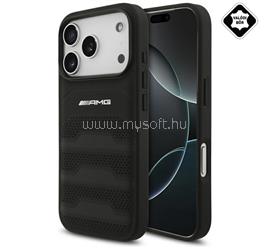 CG MOBILE iPhone 18 Pro / 17 Pro AMG SIGNATURE LEATHER DEBOSSED LINES műanyag telefonvédő valódi bőr hátlap, lyukacsos, FEKETE AMHCP18LGSEBK small