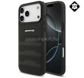 CG MOBILE iPhone 18 Pro Max AMG SIGNATURE LEATHER DEBOSSED LINES műanyag telefonvédő valódi bőr hátlap, lyukacsos, FEKETE AMHCP18XGSEBK small