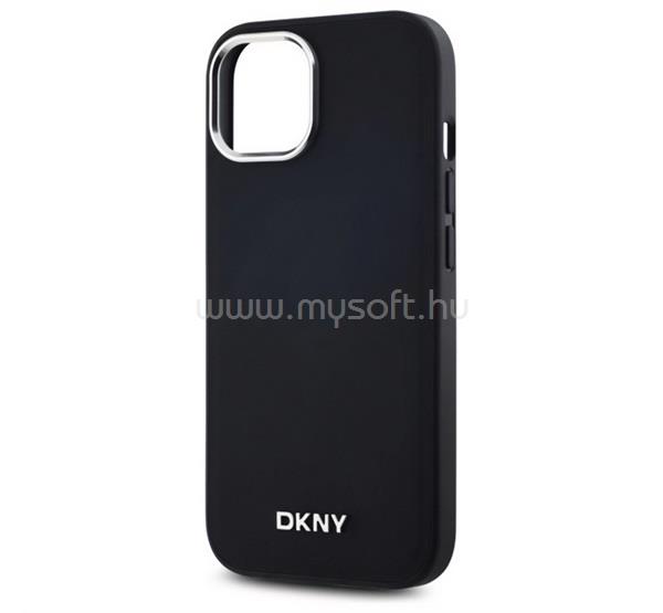 CG MOBILE iPhone 15 / 14 / 13 DKNY PLAIN SILVER LOGO MAGSAFE szilikon telefonvédő ütésállóság, MagSafe, FEKETE