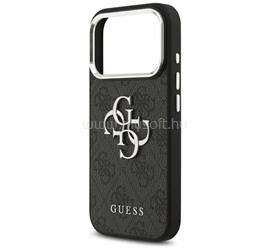 CG MOBILE iPhone 18 Pro / 17 Pro GUESS 4G BIG CLASSIC LOGO szilikon telefonvédő ütésállóság, bőr hatású hátlap, FEKETE/EZÜST GUHCP17LP4G4SMCK small