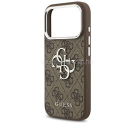 CG MOBILE iPhone 18 Pro GUESS 4G BIG CLASSIC LOGO szilikon telefonvédő ütésállóság, bőr hatású hátlap, SÖTÉTBARNA/EZÜST GUHCP17LP4G4SMCW small