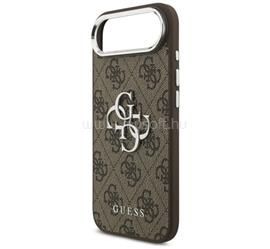 CG MOBILE iPhone Air GUESS 4G BIG CLASSIC LOGO szilikon telefonvédő ütésállóság, bőr hatású hátlap, SÖTÉTBARNA/EZÜST GUHCP17MP4G4SMCW small