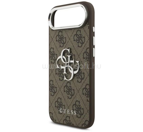 CG MOBILE iPhone Air GUESS 4G BIG CLASSIC LOGO szilikon telefonvédő ütésállóság, bőr hatású hátlap, SÖTÉTBARNA/EZÜST
