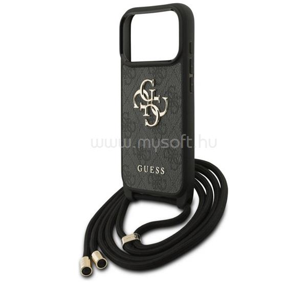 CG MOBILE GUESS 4G BIG LOGO CORD STAP CROSSBODY műanyag telefonvédő ütésállóság, bőr hatású hátlap + vállpánt, FEKETE