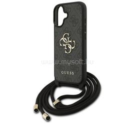 CG MOBILE iPhone 17 GUESS 4G BIG LOGO CORD STAP CROSSBODY műanyag telefonvédő ütésállóság, bőr hatású hátlap + vállpánt, FEKETE GUHCP17SP4GMGCRK small