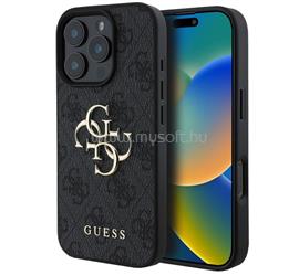 CG MOBILE iPhone 16 Pro GUESS 4G BIG LOGO szilikon telefonvédő ütésállóság, bőr hatású hátlap, FEKETE GUHCP16L4GMGGR small