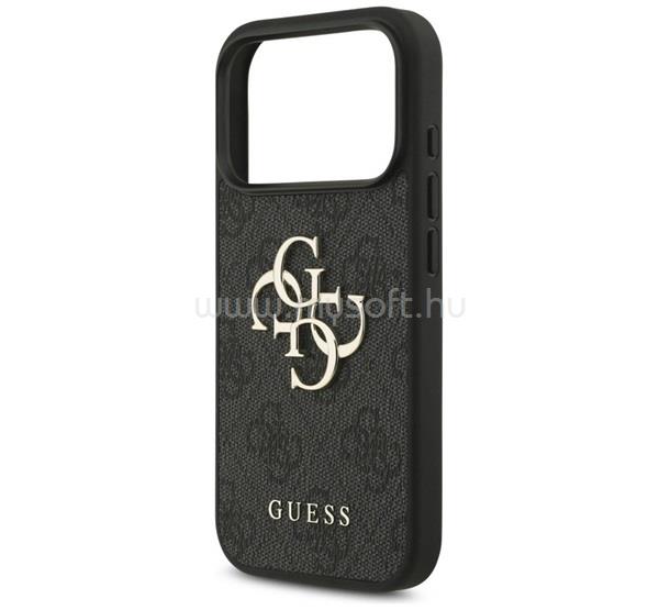 CG MOBILE iPhone 18 Pro / 17 Pro GUESS 4G BIG LOGO szilikon telefonvédő ütésállóság, bőr hatású hátlap, FEKETE