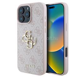 CG MOBILE iPhone 16 Pro Max GUESS 4G BIG LOGO szilikon telefonvédő ütésállóság, bőr hatású hátlap, RÓZSASZÍN GUHCP16X4GMGPI small