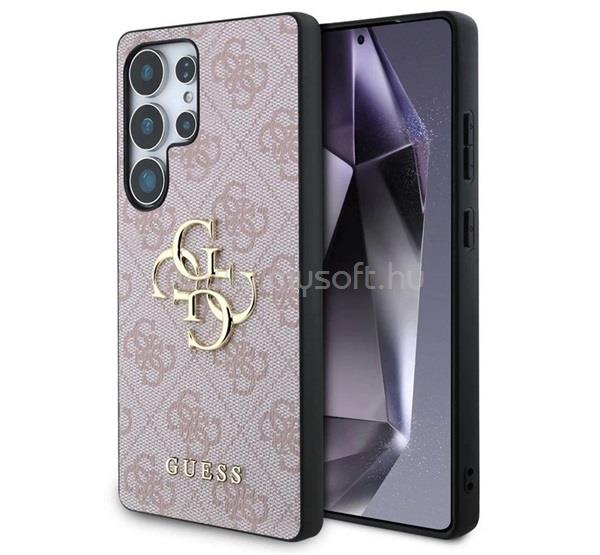 CG MOBILE Samsung S25 Ultra GUESS 4G BIG LOGO szilikon telefonvédő ütésállóság, bőr hatású hátlap, RÓZSASZÍN