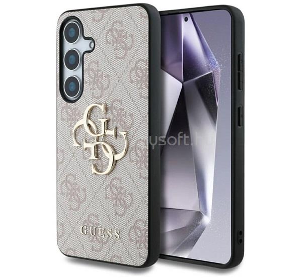 CG MOBILE Samsung S25 GUESS 4G BIG LOGO szilikon telefonvédő ütésállóság, bőr hatású hátlap, RÓZSASZÍN