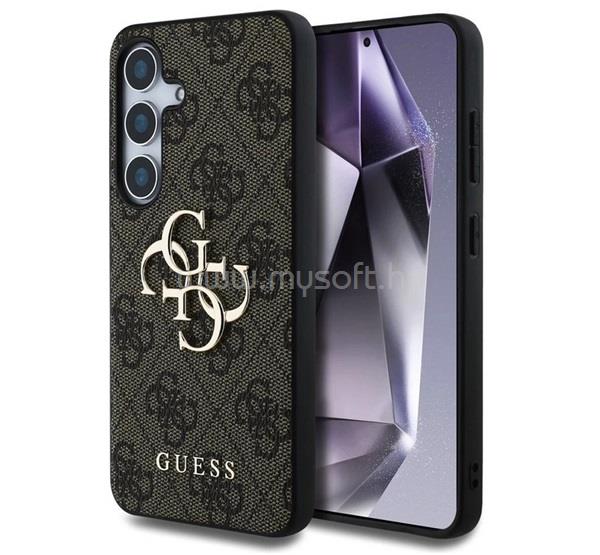CG MOBILE Samsung S25 GUESS 4G BIG LOGO szilikon telefonvédő ütésállóság, bőr hatású hátlap, SÖTÉTBARNA