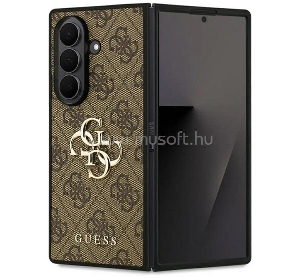 CG MOBILE Samsung Z Fold7 GUESS 4G BIG LOGO szilikon telefonvédő ütésállóság, bőr hatású hátlap, SÖTÉTBARNA