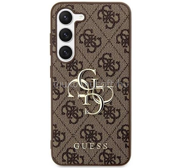 CG MOBILE Samsung S24 Ultra GUESS 4G BIG METAL LOGO műanyag telefonvédő ütésállóság, bőr hatású hátlap, BARNA