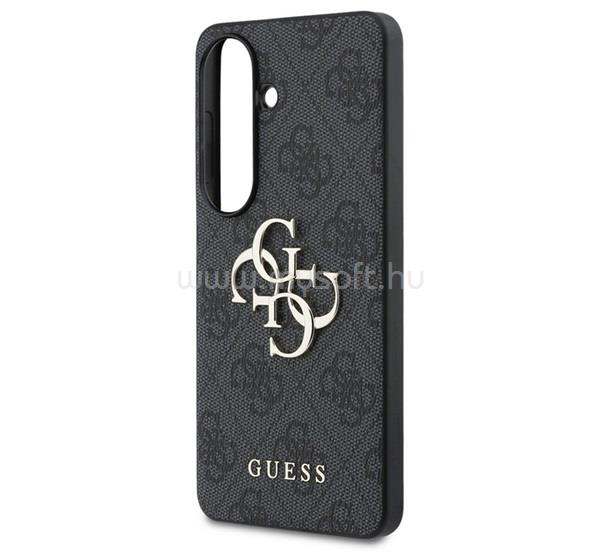 CG MOBILE Samsung S26 GUESS 4G BIG METAL LOGO műanyag telefonvédő ütésállóság, bőr hatású hátlap, FEKETE
