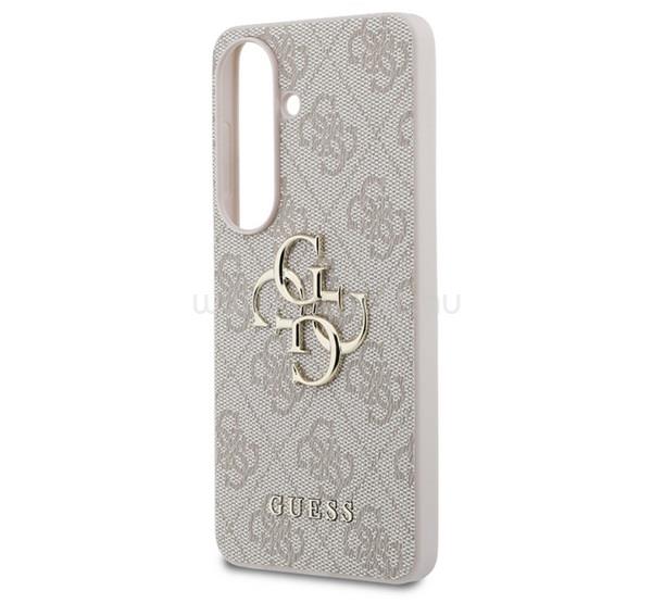CG MOBILE Samsung S26 GUESS 4G BIG METAL LOGO műanyag telefonvédő ütésállóság, bőr hatású hátlap, RÓZSASZÍN
