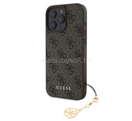 CG MOBILE iPhone 16 Pro Max GUESS 4G CHARMS műanyag telefonvédő textil hátlap, telefondísz, BARNA GUHCP16XGF4GCW small