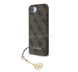 CG MOBILE iPhone 17e / 16e GUESS 4G CHARMS műanyag telefonvédő textil hátlap, telefondísz, BARNA GUHCPSE4GF4GCW small