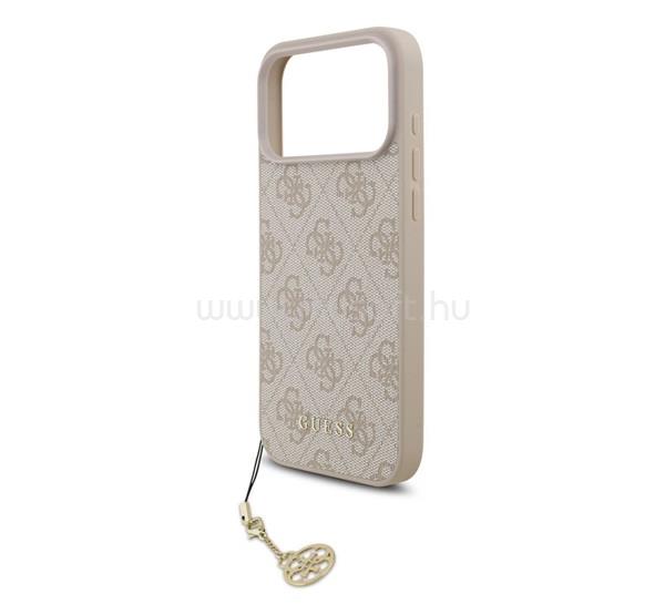 CG MOBILE iPhone 18 Pro Max / 17 Pro Max GUESS 4G CHARMS műanyag telefonvédő textil hátlap, telefondísz, RÓZSASZÍN