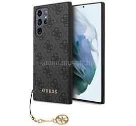 CG MOBILE Samsung S23 Ultra GUESS 4G CHARMS műanyag telefonvédő textil hátlap, telefondísz, SÖTÉTSZÜRKE GUHCS23LGF4GGR small