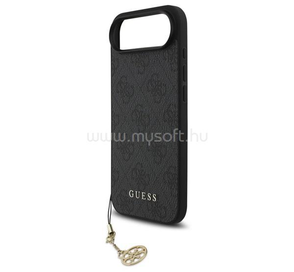CG MOBILE iPhone Air GUESS 4G CHARMS műanyag telefonvédő textil hátlap, telefondísz, SÖTÉTSZÜRKE