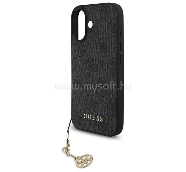 CG MOBILE iPhone 17 GUESS 4G CHARMS műanyag telefonvédő textil hátlap, telefondísz, SÖTÉTSZÜRKE