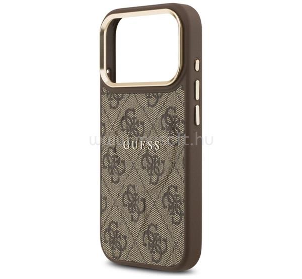 CG MOBILE iPhone 18 Pro / 17 Pro GUESS 4G CLASSIC LOGO szilikon telefonvédő ütésállóság, bőr hatású hátlap, SÖTÉTBARNA