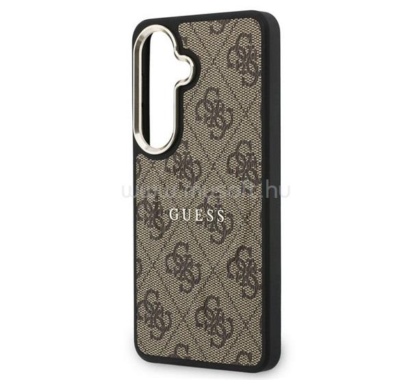 CG MOBILE Samsung S26 GUESS 4G EMBOSSED RING szilikon telefonvédő ütésállóság, bőr hatású hátlap, SÖTÉTBARNA