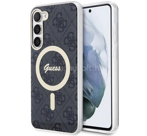 CG MOBILE Samsung S23 Plus GUESS 4G MAGSAFE szilikon telefonvédő ütésállóság, műanyag hátlap, FEKETE