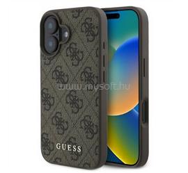 CG MOBILE iPhone 16 GUESS 4G METAL GOLD LOGO műanyag telefonvédő textil hátlap SÖTÉTBARNA GUHCP16SG4GFBR small
