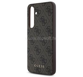 CG MOBILE Samsung S24 FE GUESS 4G METAL GOLD LOGO műanyag telefonvédő textil hátlap SÖTÉTBARNA GUHCS24FEG4GFBR small