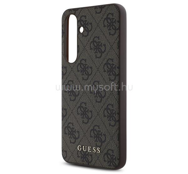 CG MOBILE Samsung S24 FE GUESS 4G METAL GOLD LOGO műanyag telefonvédő textil hátlap SÖTÉTBARNA