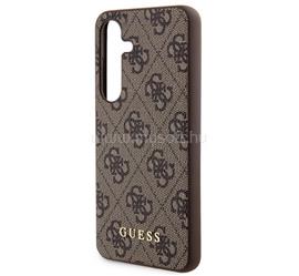 CG MOBILE Samsung S24 GUESS 4G METAL GOLD LOGO műanyag telefonvédő textil hátlap SÖTÉTBARNA GUHCS24SG4GFBR small