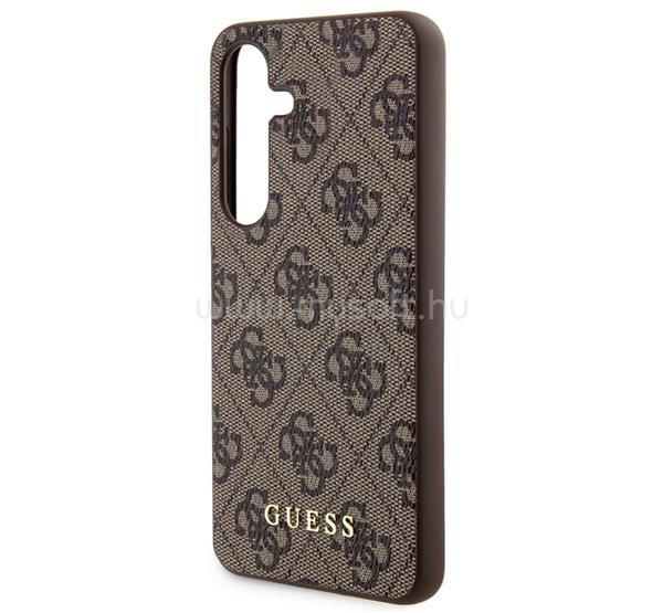 CG MOBILE Samsung S24 GUESS 4G METAL GOLD LOGO műanyag telefonvédő textil hátlap SÖTÉTBARNA