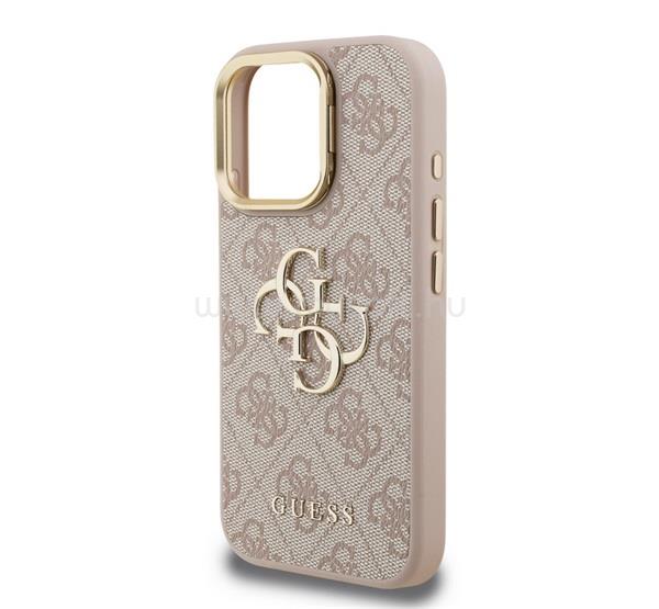 CG MOBILE iPhone 16 Pro GUESS 4G METAL LOGO STAND műanyag telefonvédő ütésállóság, kitámasztó, RÓZSASZÍN