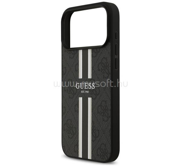 CG MOBILE iPhone 18 Pro Max / 17 Pro Max GUESS 4G PRINTED STRIPES szilikon telefonvédő ütésállóság, MagSafe, FEKETE