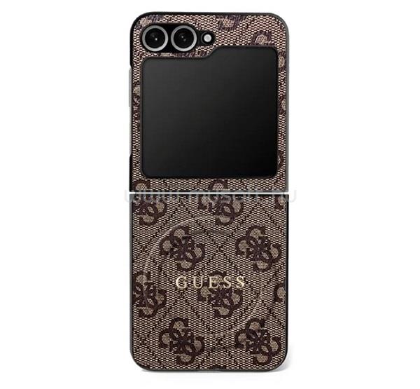 CG MOBILE Samsung Z Flip7 GUESS 4G RING CLASSIC LOGO szilikon telefonvédő ütésállóság, MagSafe, SÖTÉTBARNA