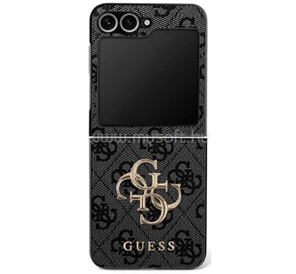 CG MOBILE Samsung Z Flip7 GUESS BIG 4G CLASSIC LOGO szilikon telefonvédő műanyag hátlap, ECO bőr hatású hátlap, FEKETE