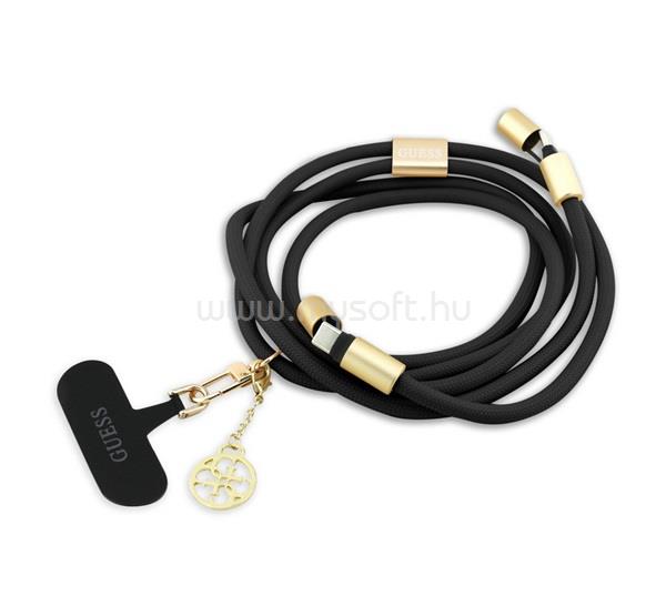 CG MOBILE GUESS CROSSBODY STRAP 4G CHARM adatkábel Type-C - Type-C, 150cm, FEKETE