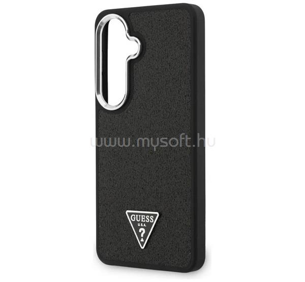CG MOBILE Samsung S26 GUESS FIXED GLITTER TRIANGLE LOGO szilikon telefonvédő műanyag hátlap, csillámporos, FEKETE
