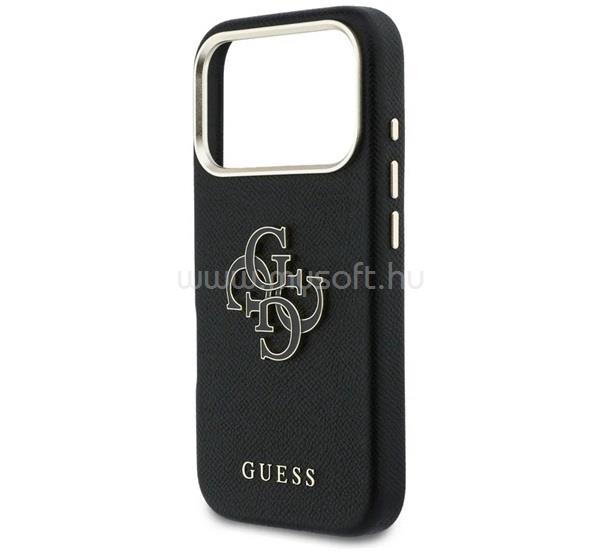 CG MOBILE Redmi 15 4G / 15 5G GUESS FW RESIN LOGO szilikon telefonvédő ütésállóság, bőr hatású hátlap, FEKETE