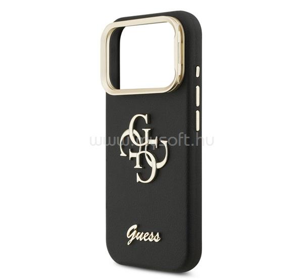 CG MOBILE iPhone 18 Pro / 17 Pro GUESS GRAINED BIG 4G & STAND CAMERA szilikon telefonvédő műanyag hátlap, kitámasztó, FEKETE