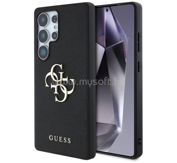 CG MOBILE GUESS GRAINED BIG 4G LOGO SMALL CLASSIC LOGO szilikon telefonvédő ütésállóság, bőr hatású hátlap, FEKETE