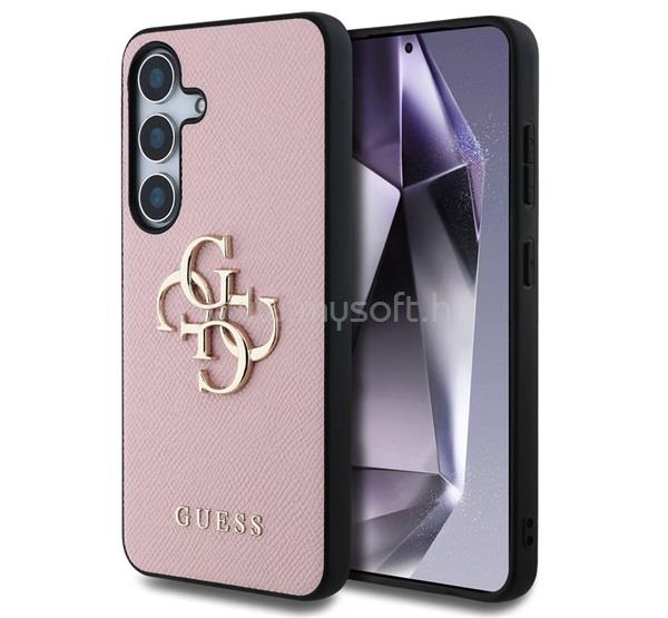 CG MOBILE GUESS GRAINED BIG 4G LOGO SMALL CLASSIC LOGO szilikon telefonvédő ütésállóság, bőr hatású hátlap, RÓZSASZÍN